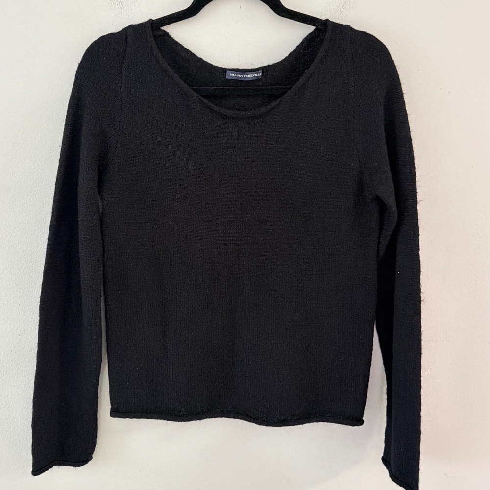 Brandy Melville Black Mohair Wool Blend Fuzzy Knit Sweater Women Medium